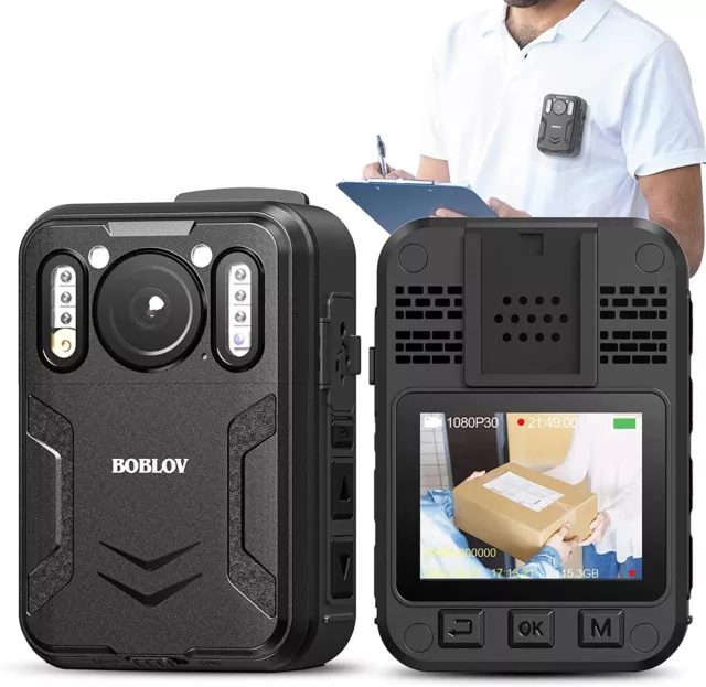 BOBLOV B4K2 128GB 4K Body Worn Camera GPS 4K Camcorder Video 2*3000mAh 14-16h