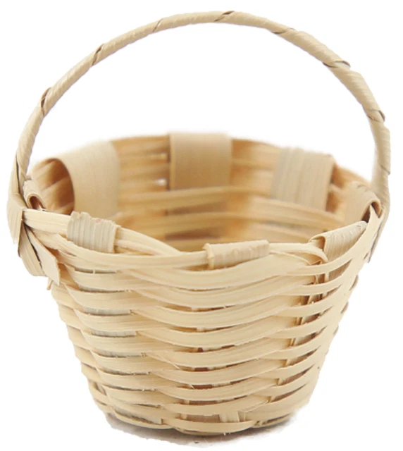 Dolls House Pioneer Round Palm Woven Basket Country Store Shop Garden Accessory