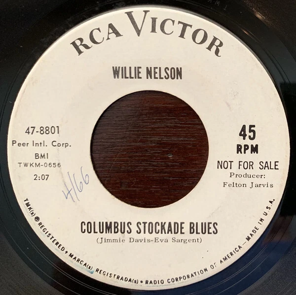 WILLIE NELSON Columbus Stockade Blues Vinyle d'occasion Record 7