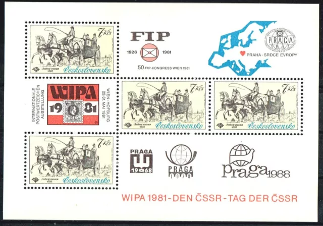 Tschechoslowakei 1981"WIPA 1981 in Wien"Mi.Nr.2602 im Block 44**(EM 305)