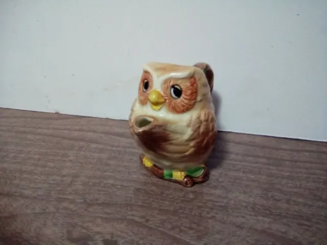 Otagiri 1980's Happy Face Hoot Owl Creamer Planter Small Milk Pitcher