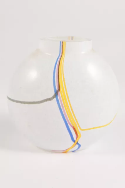 Rainbow Stripe Vintage Kosta Boda Art Glass Vase Signed Bertil Vallien Sweden 2