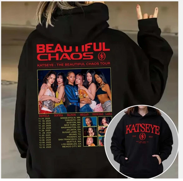 KATTENOOG: THE BEAUTIFUL CHAOS TOUR 2025 Bedrukte pullovers Heren Dames Losse Mode Capuchon Lange mouw vintage Fleece Zwarte Hoodie kopen vanaf een prijs van 31