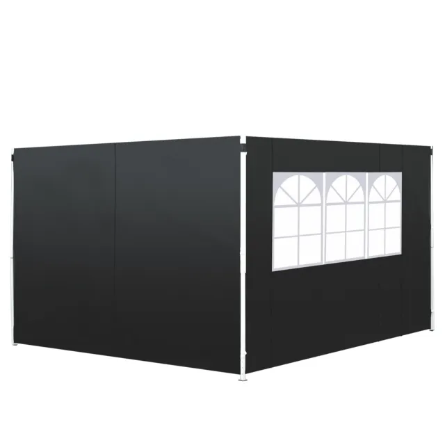 Outsunny Gazebo Replacement Exchangeable Side Wall Panels w/  Window Black