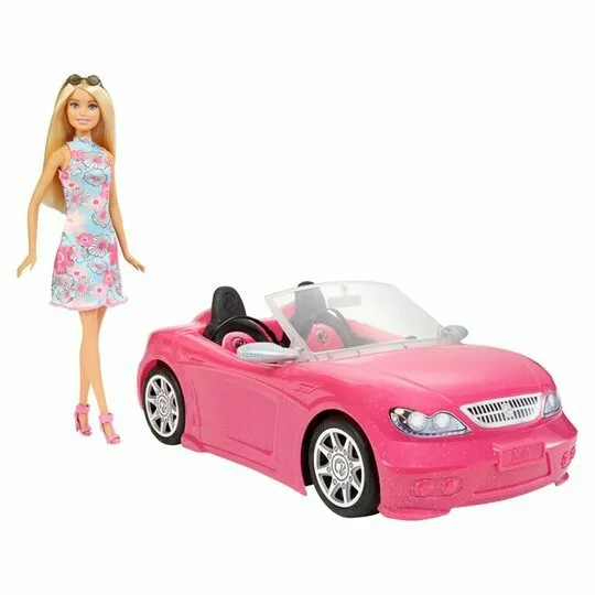 Brand New Barbie Pink Convertible Glam Car and Doll Play Set