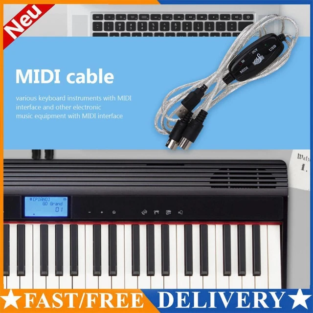 USB In-Out MIDI Interface Cable Converter PC to Music Keyboard Adapter Cord