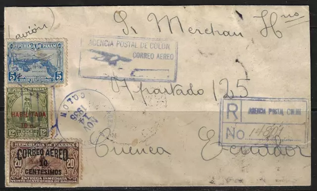 Panamá 1935 Registrado Oficial Correo Aéreo Cubierta Con Sello de En R