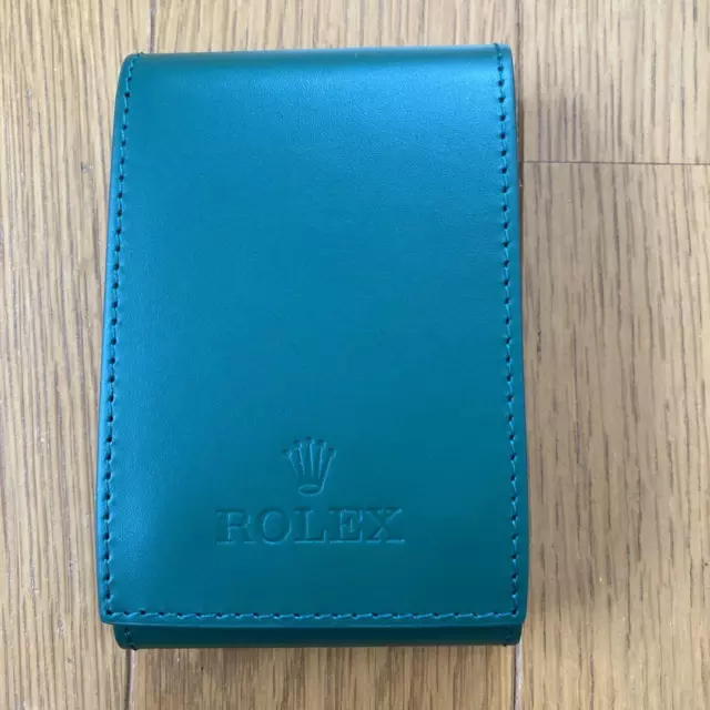 ROLEX Watch Case Green Leather Protection Soft Watch Pouch Holder Travel 23