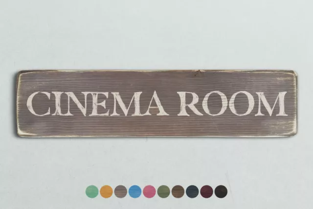 CINEMA ROOM Vintage Style Wooden Sign. Shabby Chic Retro Home Gift