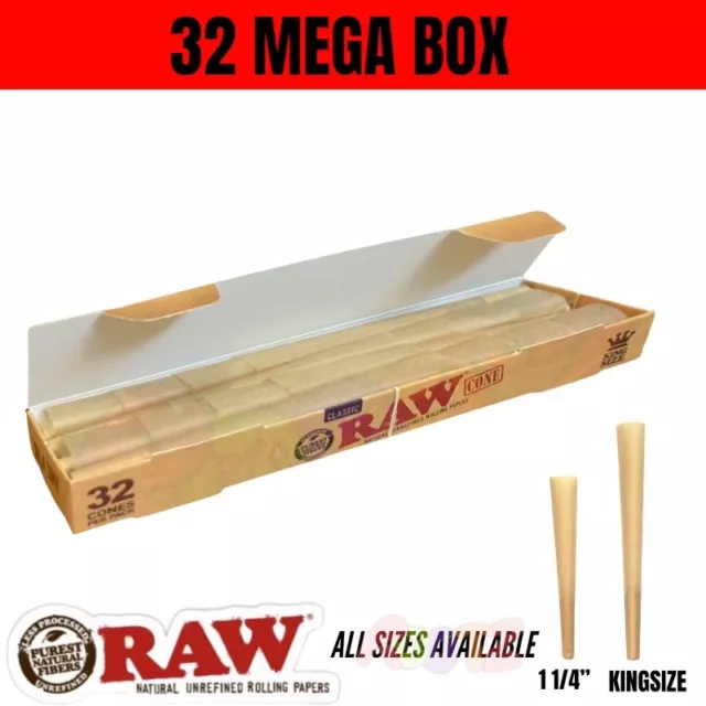 RAW Cones Pre Rolled Classic/Organic 32 Pack CHEAPEST ON EBAY