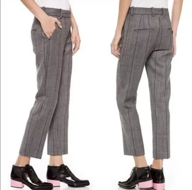 3.1 Phillip Lim Pants 2 Gray Wool Glen Plaid Pencil Trouser Slacks Women’s