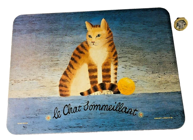 4 Sets De Table En Bois Jason Placemats, Grands, Thème Chat, Vert, Avec Plateau D6692