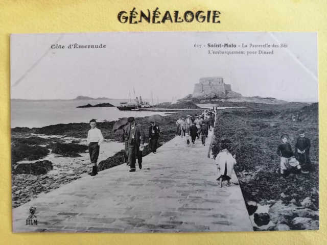 Carte Postale Ancienne SAINT MALO La PASSERELLE des BÉS Embarquement pour DINARD