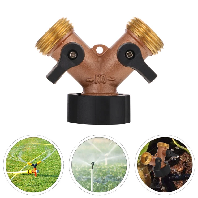 Répartiteur De Tuyau D'arrosage 2 Voies En Y - Avec Vannes Individuelles, ABS, Pour Jardin Et Agriculture
