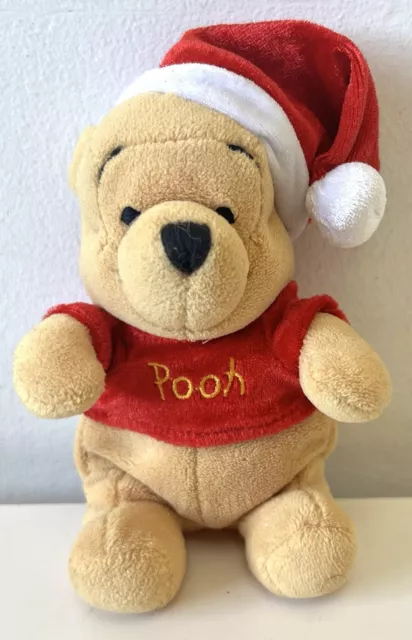 Vintage Disney Christmas 18cm Winnie The Pooh Bear Beanie Character with Hat