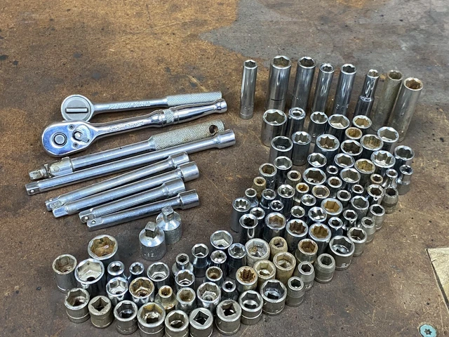 VTG LOT OF 110 RATCHET SOCKET TOOL USA Japan 1/4" Metric SAE Mix Deep & Standard