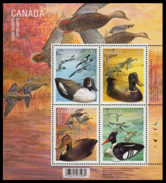 Canada 🍁 2006 Souvenir Sheet of 4 Duck Decoys #2166a MNH 51¢