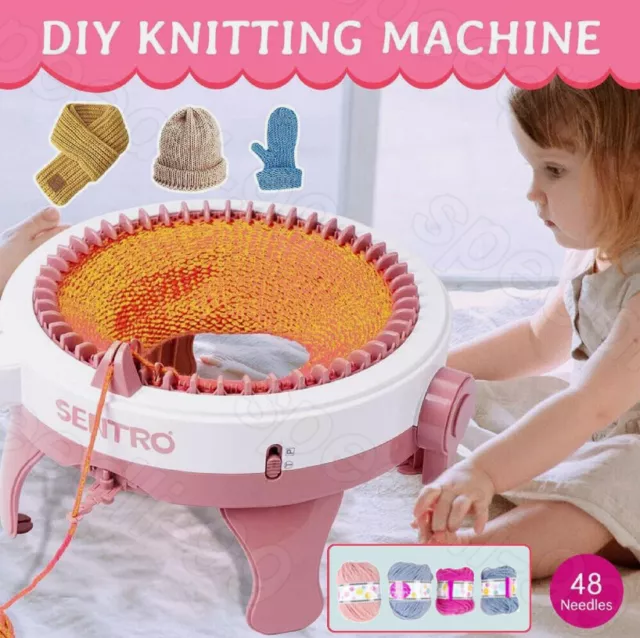 48 Needles Knitting Machine, DIY Knitting Weaving Loom Machine with Row Counter for Kids and Adults, Size: 16 x 14.8 x 8.7, Pink