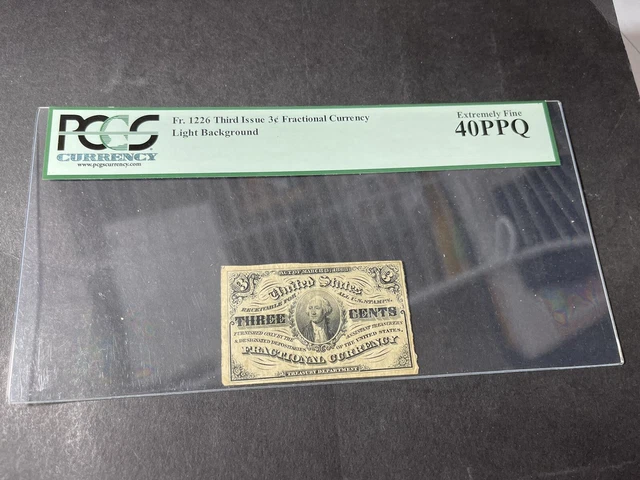 US 3 Cents Fractional Banknotes PCGS 40 PPQ