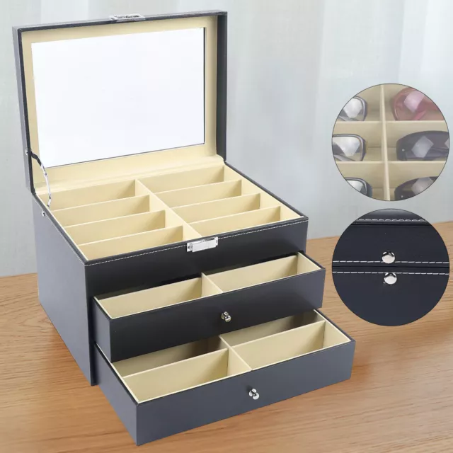 Eyeglass Sunglass Storage Box 24 Slots Glasses Display Case Organizer Collector