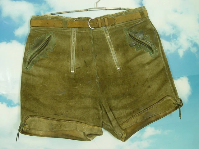 Antik uralt und sehr speckige bequeme viel getragene Lederhose Gr.50