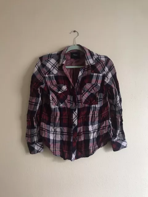 Rails Plaid Shirt Button Down Size XS Kendra Tencel Lyocell Red Blue