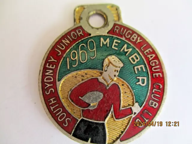 1969 SOUTH SYDNEY JUNIOR LEAGUES CLUB MEMBER # 6727 BADGE Angus & Cootes Sydney