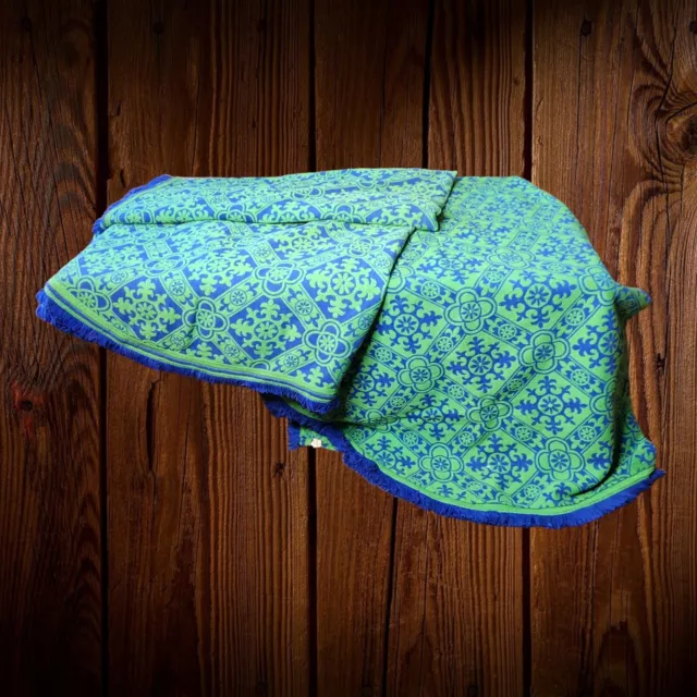 NEW Vintage Morgan-Jones Set of 2 Twin Chenille Bedspreads Blue and Kelly Green