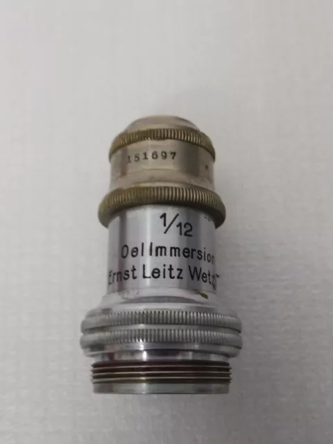 Leitz Wetzlar Oel Immersion 1/12 Microscope Objective Lens