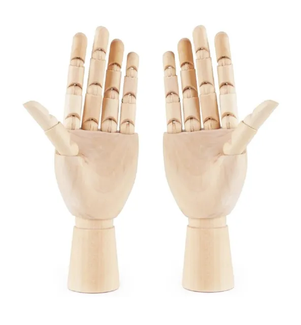 Wooden Hands Left & Right Model Wood Hands Jointed Moveable Fingers (20cm/30cm)