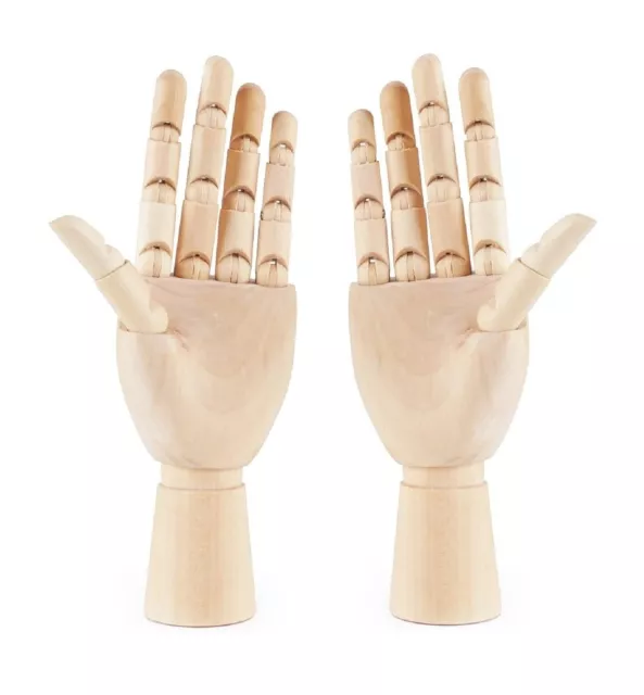 Wooden Hands Left & Right Model Wood Hands Jointed Moveable Fingers (20cm/30cm)