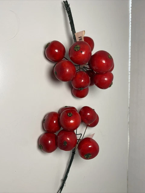 Vtg Millinery Lacquered Red Cherry Berry Fruit Japan 18