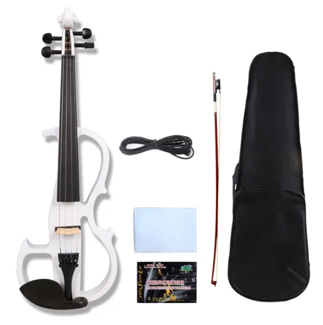 4 String Electric Violin 4/4 Full Size Practice Silent Violin Solid Wood Case