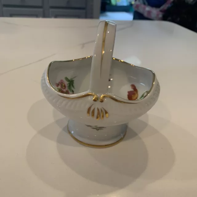 Vtg Royal Danube  Gold Flowers Porcelain Sugar Bowl / Basket