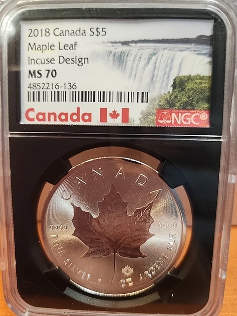 コレクション NGC MS69 2018 Canada Maple Leaf $5 2018 CANADA SILVER MAPLE LEAF INCUSE DESIGN NGC MS 69 S$5 1