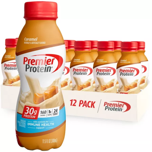 Premier Protein Shake, Caramel Flavor, 30g of Protein, 11.5 fluid, Pack of 12