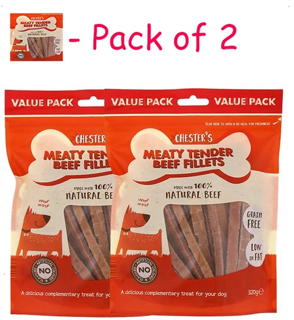 Dog Treats consist of Natural Beef Fillets for Dogs 100% Natural Beef Pack of 2