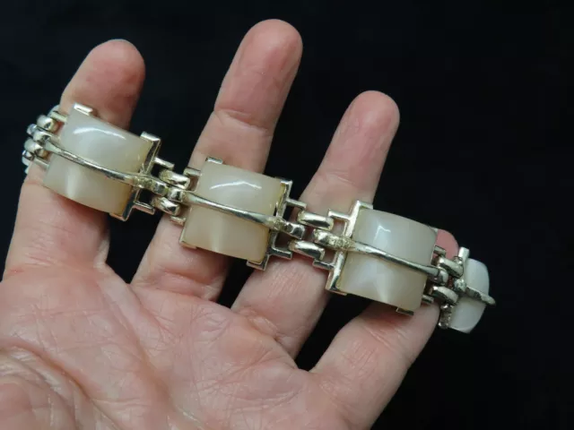 Vintage 1950's Gold Tone Taupe Thermoset Link Bracelet