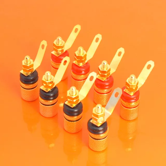 Quality 8pcs Red & Black Gold Plated Binding Speaker Post 4mm Terminal Connector