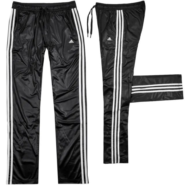 Adidas Damen Trainingshose Sport Hose Jogginghose Glanz Leder Chile schwarz/weiß