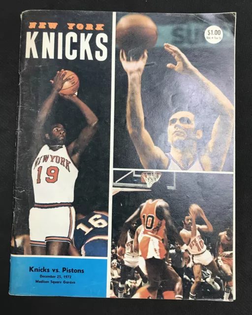 New York Knicks 1972-73 NBA Game Program vs. Pistons 12/25/1972 VG