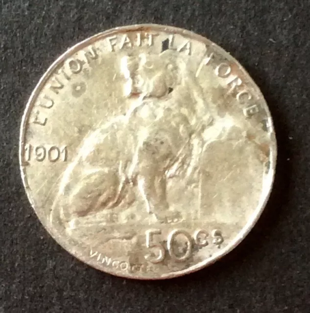 Belgique - Léopold II -  Très Jolie Monnaie de 50 Centimes 1901 FR (2)