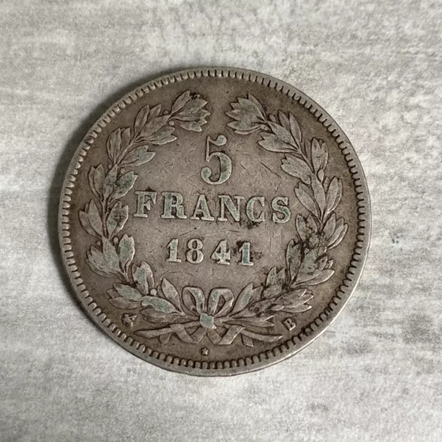 pièce 5 francs argent louis philippe I 1841 B