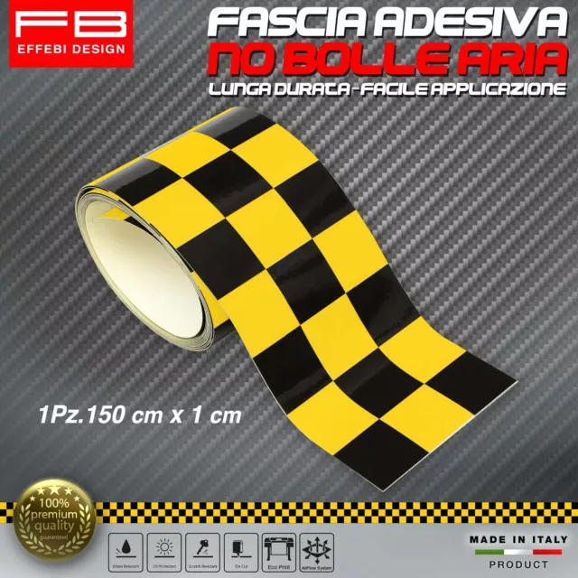 Fascia Striscia Adesiva Scacchi Scacchiera Bandiera Auto Moto Cafè Racer 155x1cm