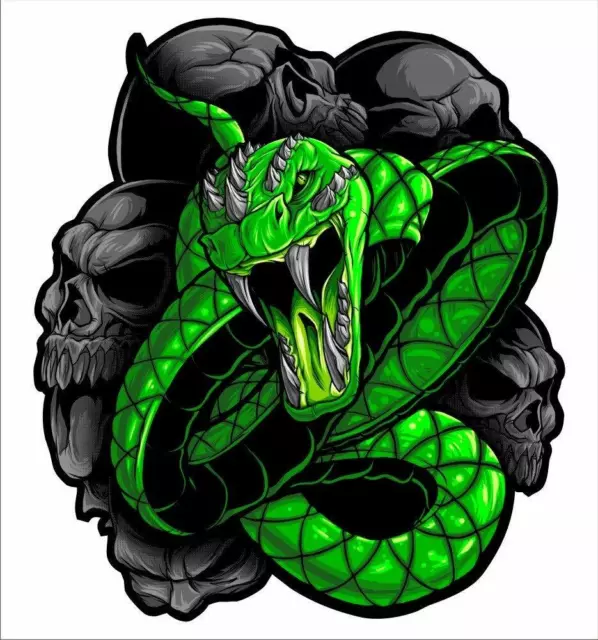 Verde Serpente Veleno Viper Fang Adesivi Calcomanie Set 2 Laminato Nessun Graffi
