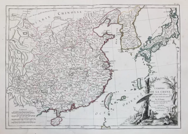 China Chine Korea Japan Asia Asien Karte map carte Kupferstich Bonne