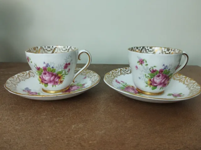 Pair of Vintage 1960s, Imperial Bone China, Coffee Cups and Saucers, Demitasse
