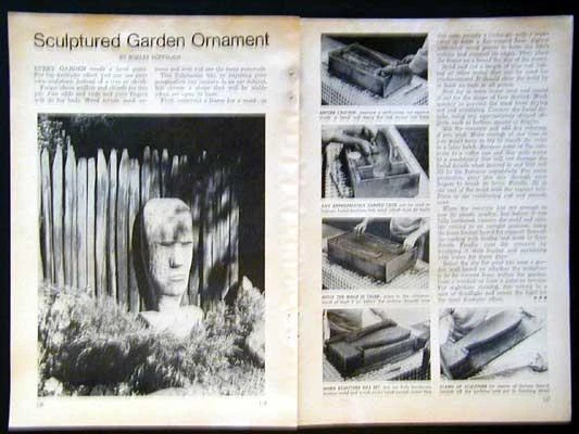 Adornos de jardín escultura de cemento PLANOS instrucciones molde de arena