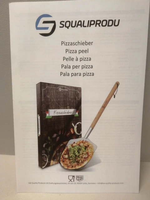 Pizzaschieber - Premium Pizzaschaufel aus rostfreiem Edelstahl und Buchenholz -