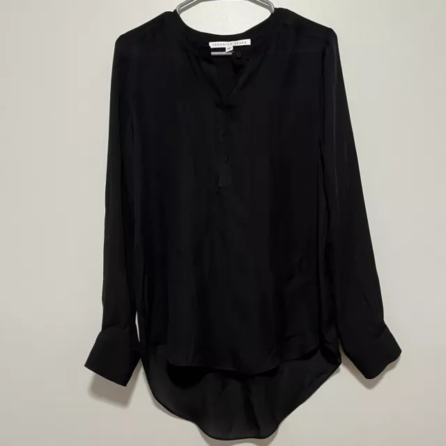 Veronica Beard Black Silk Semi-Sheer Tunic Blouse Size 6